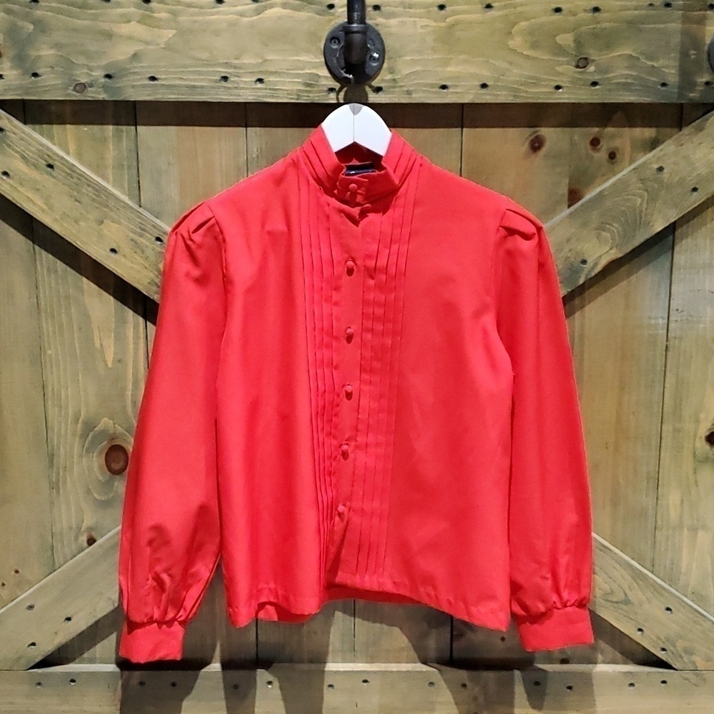 VINTAGE ED BLOUSE LONG SLEEVE 80S 90S PLEATED